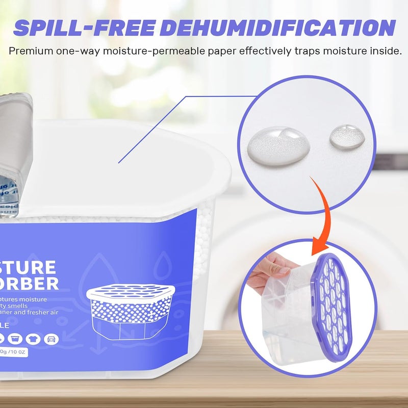 CLEVAST Moisture Absorber Boxes 6 Pack, 10 Oz Dehumidifier for Closet & Bathroom, Humidity Absorber for Wardrobe, Bedroom, RV & Car, Fragrance-Free Moisture Control, Unscented - Image 5